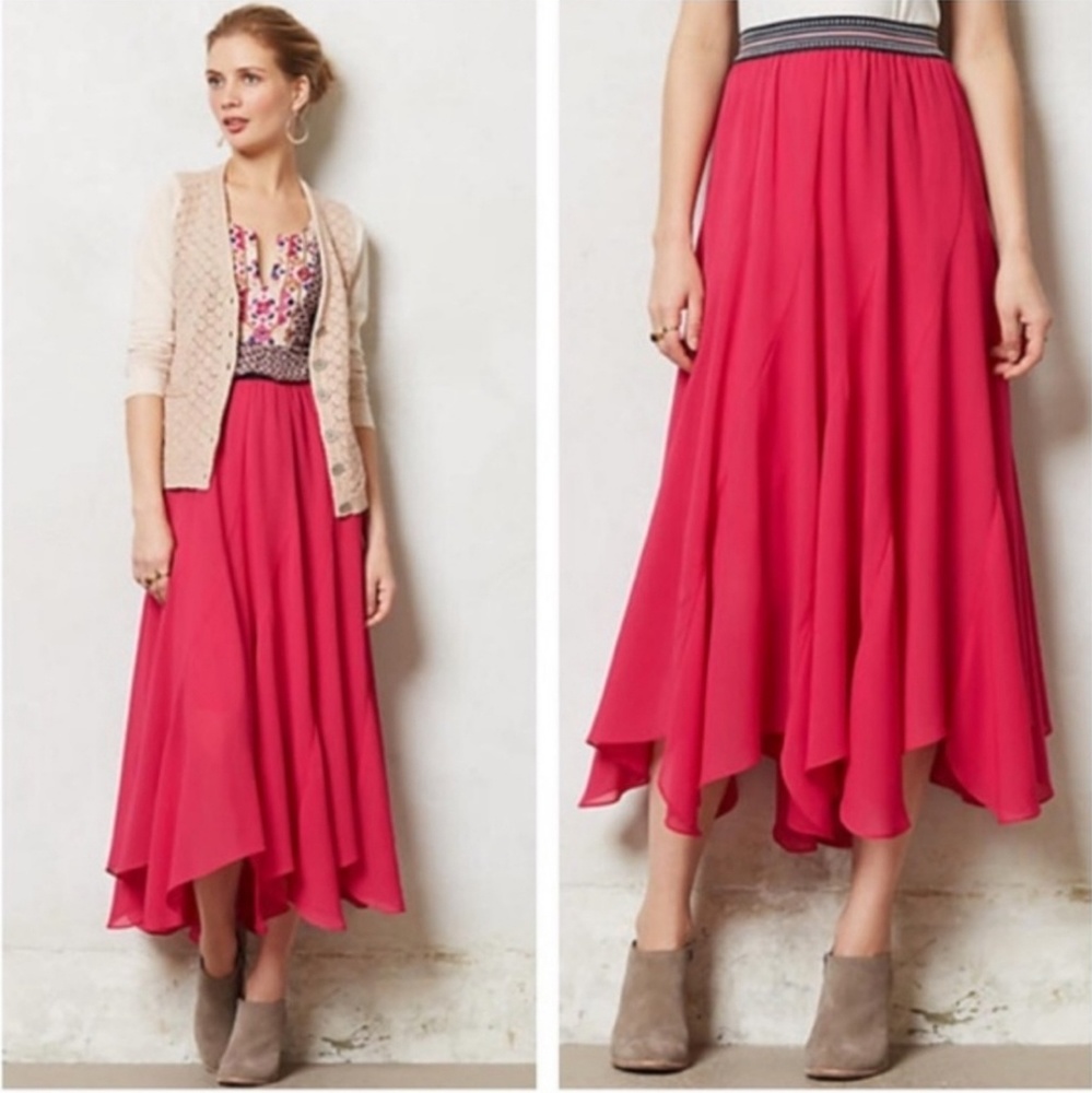 Anthro Vanessa Virginia Colima Maxi Skirt Pink Med